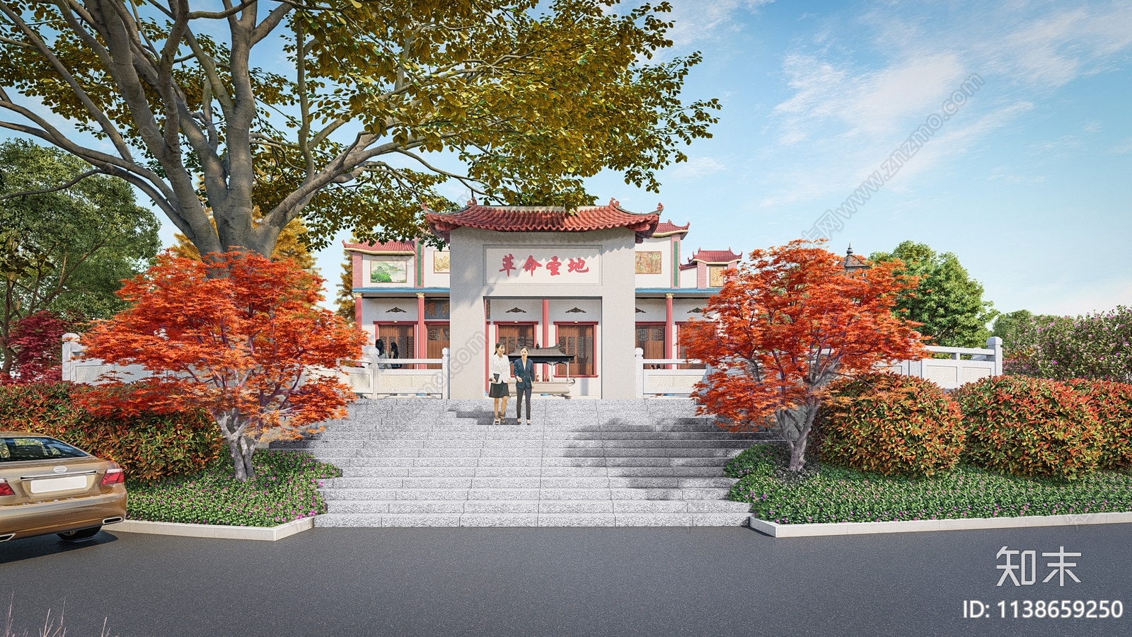 中式寺庙建筑SU模型下载【ID:1138659250】