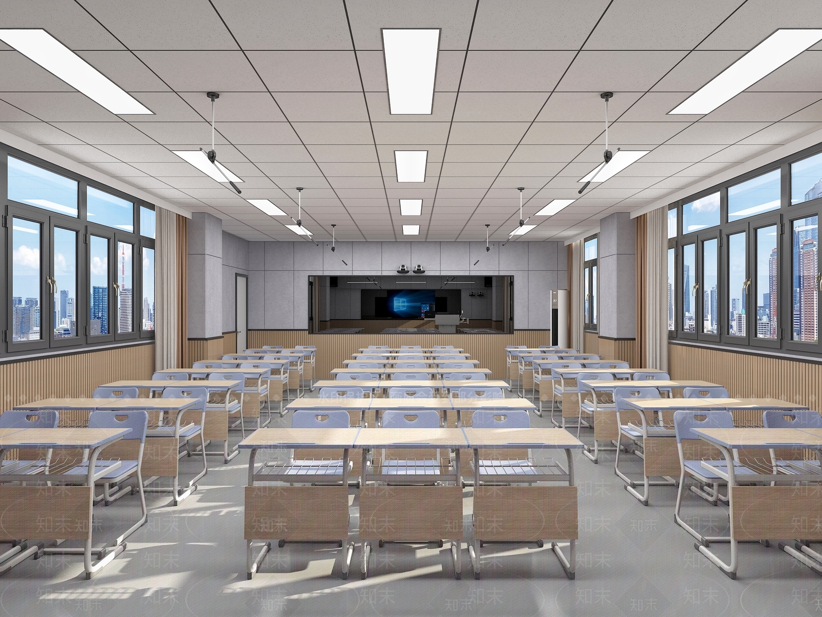 现代中小学智慧教室3D模型下载【ID:1138659426】