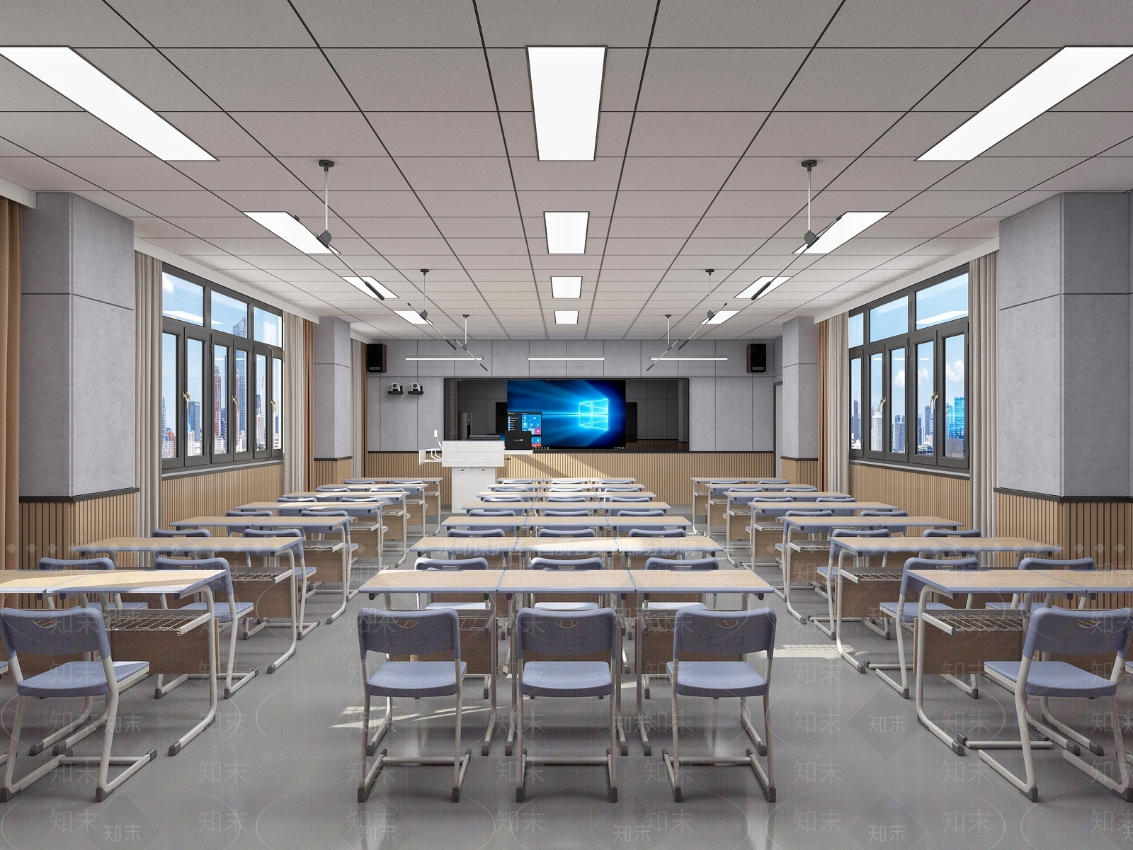 现代中小学智慧教室3D模型下载【ID:1138659426】