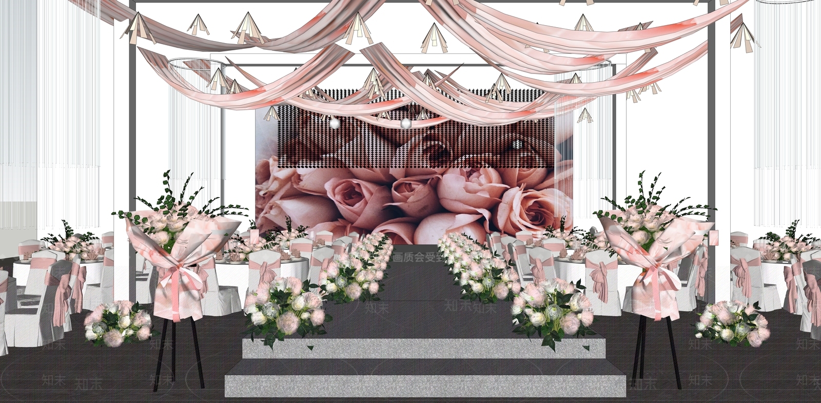 欧式婚礼酒店宴会厅SU模型下载【ID:1138663001】