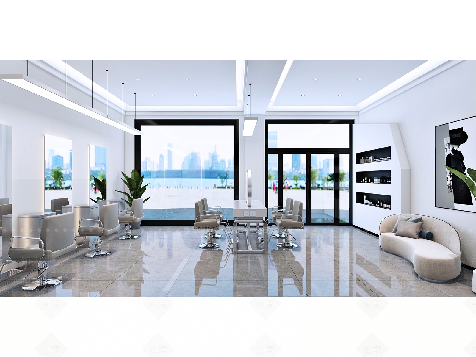 现代美发店3D模型下载【ID:1138663833】