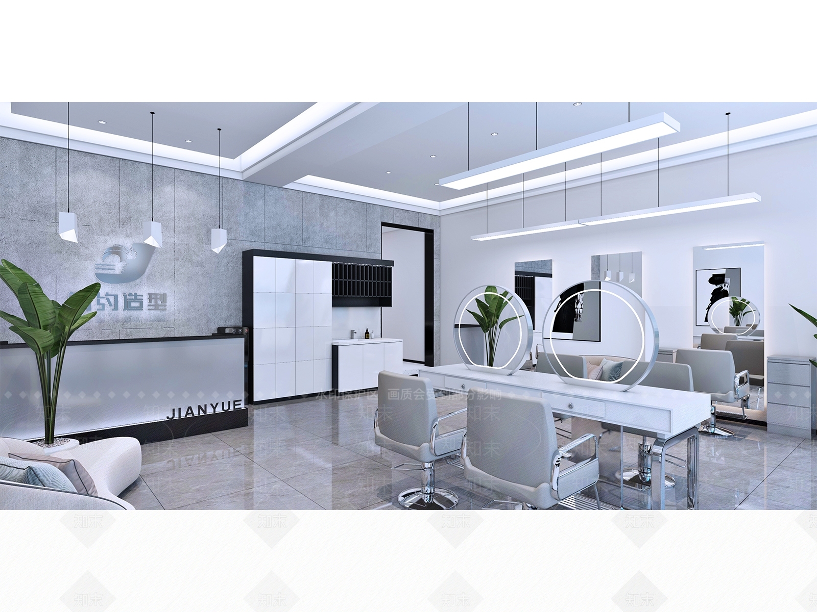 现代美发店3D模型下载【ID:1138663833】