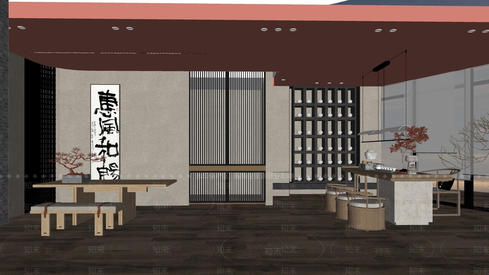 新中式茶馆SU模型下载【ID:1138670150】