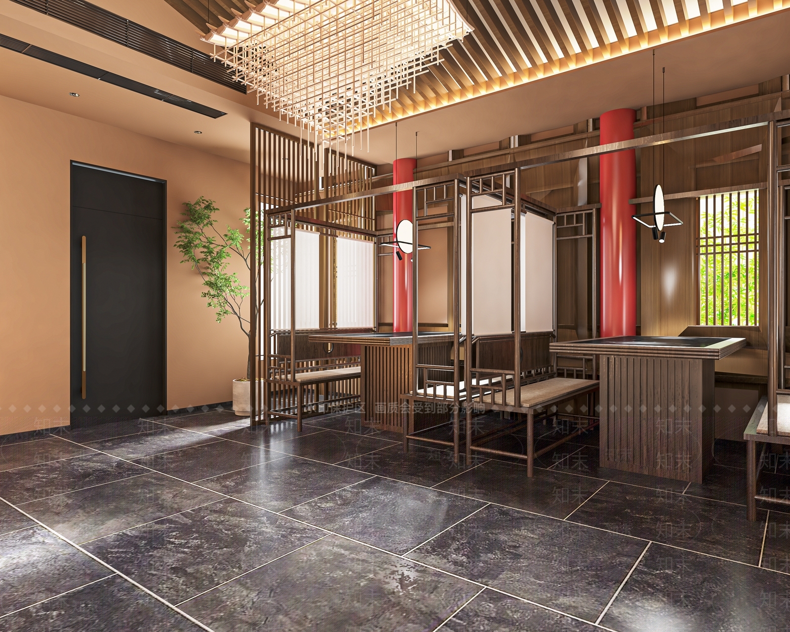 新中式中餐厅SU模型下载【ID:1138672269】_知末su模型网