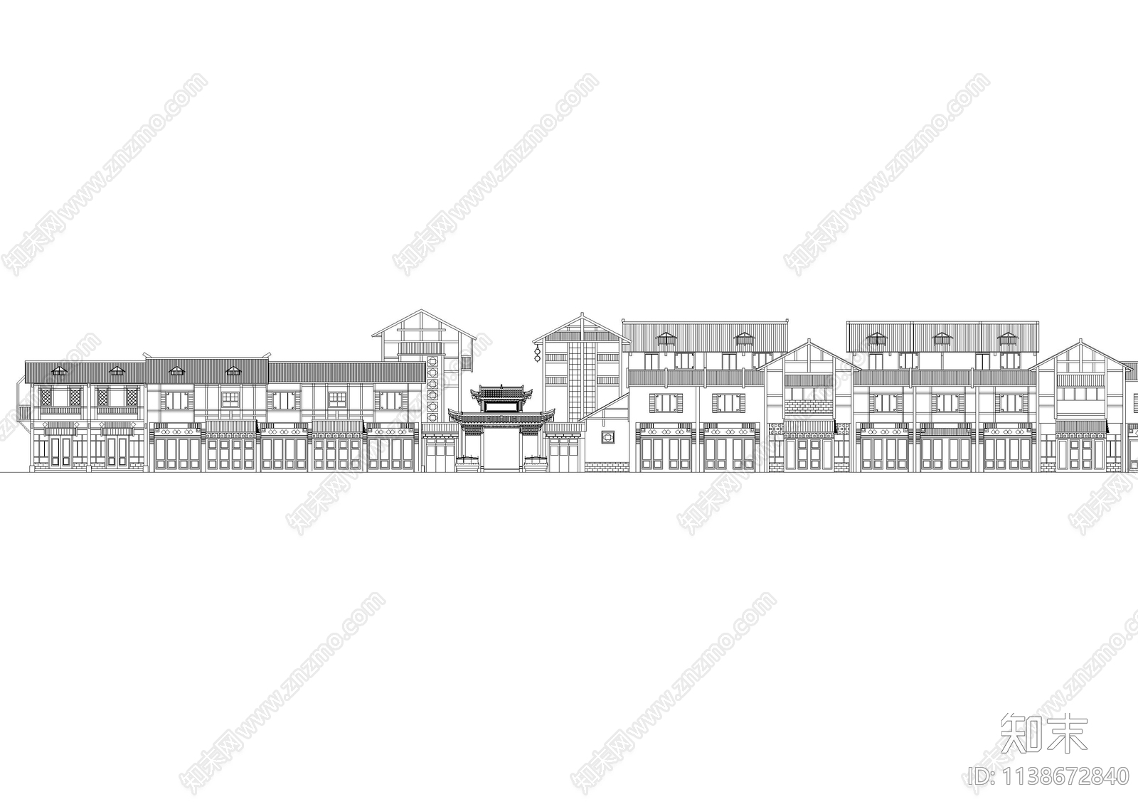 徽派风格建筑cad施工图下载【ID:1138672840】