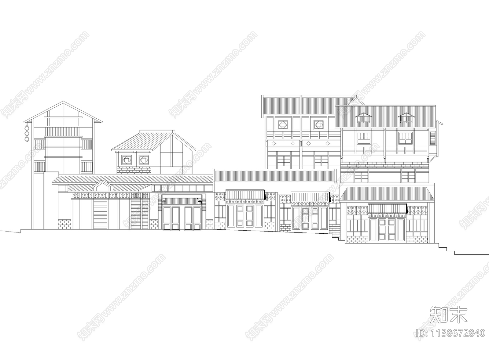 徽派风格建筑cad施工图下载【ID:1138672840】