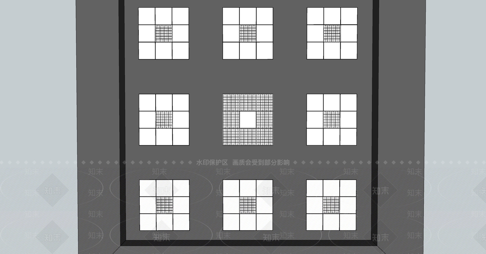 现代格栅灯SU模型下载【ID:1138808481】