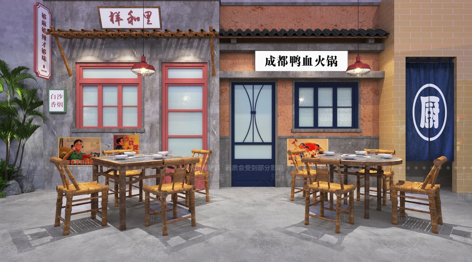 工业风火锅店3D模型下载【ID:1138680294】