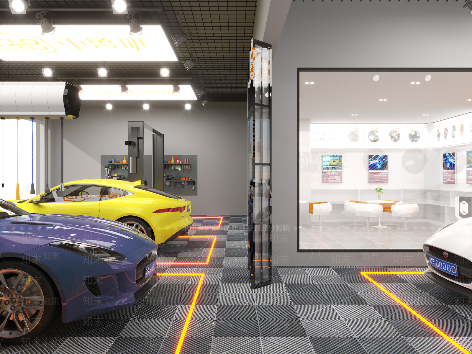 现代汽修店3D模型下载【ID:1138681201】