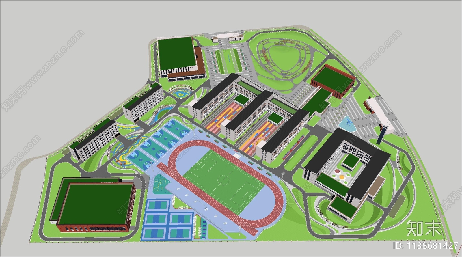 现代小学SU模型下载【ID:1138681427】