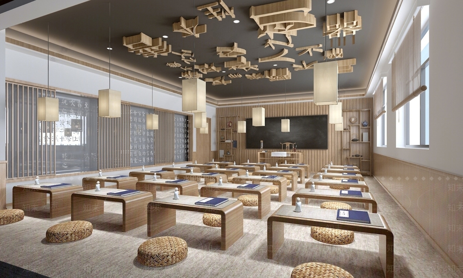 新中式国学教室SU模型下载【ID:1138683359】