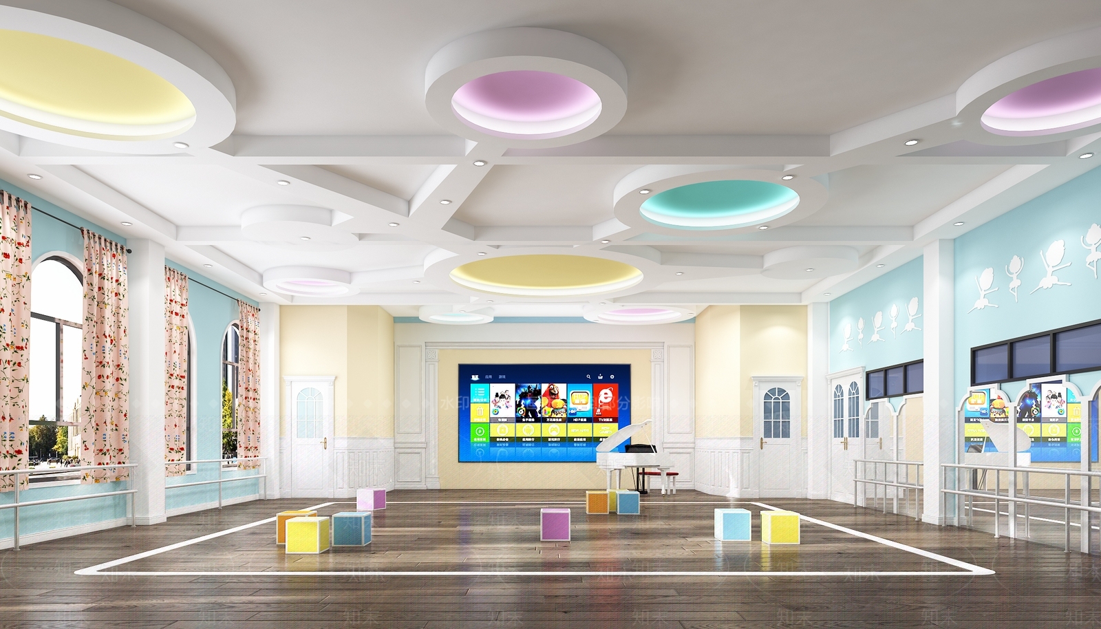 现代幼儿园音体室3D模型下载【ID:1138693746】
