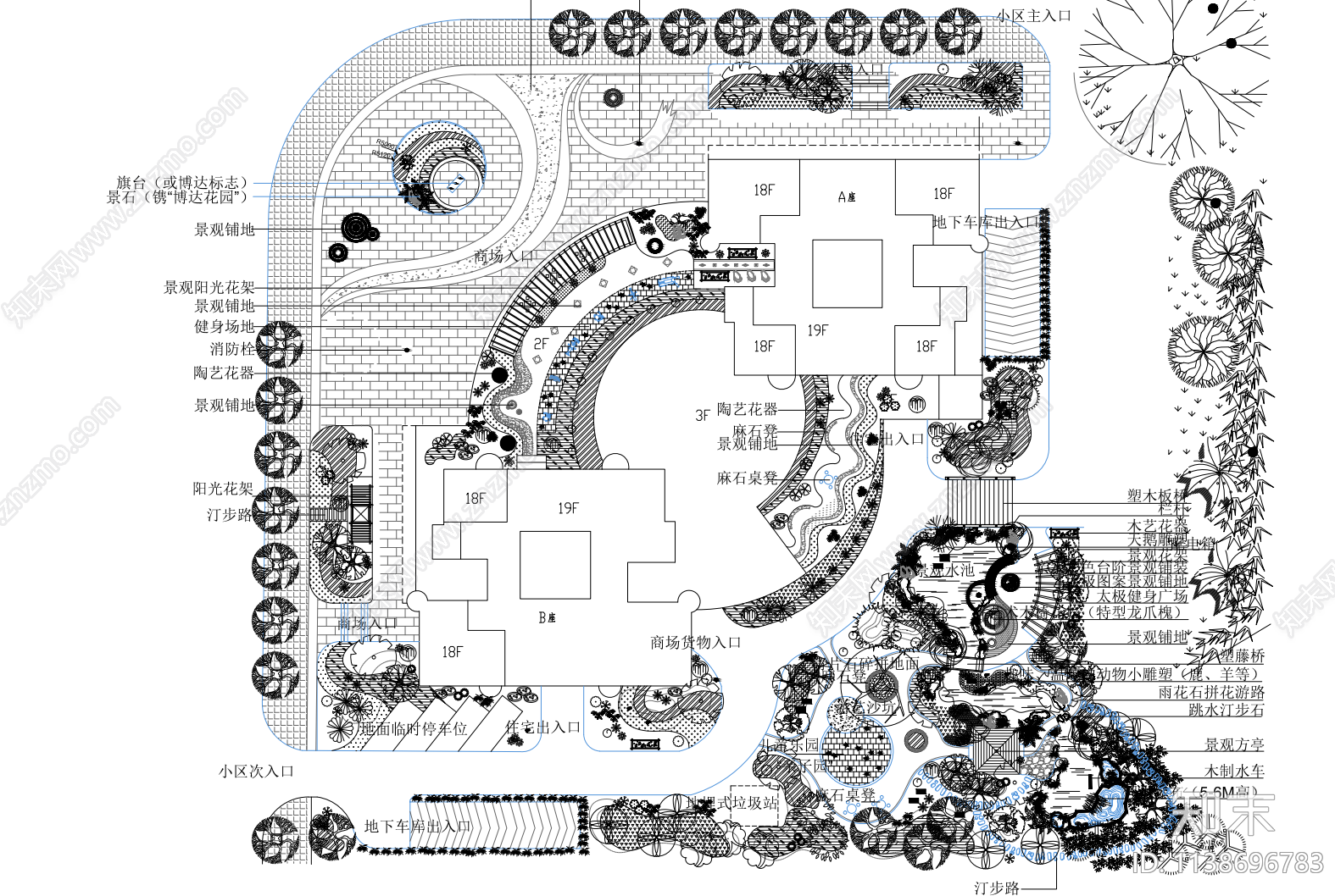 小区绿化景观平面图施工图下载【ID:1138696783】