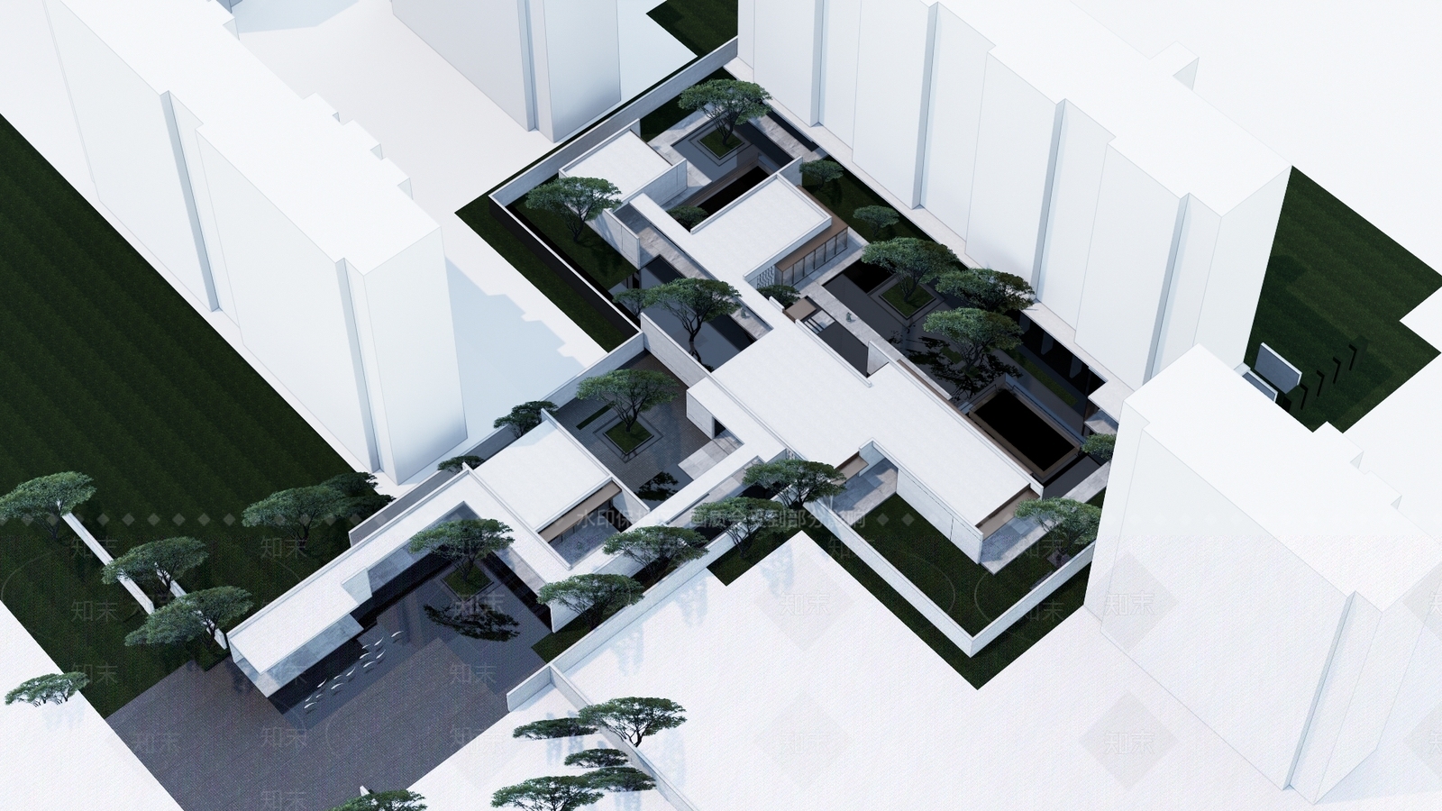 现代展览馆建筑SU模型精品下载_SketchUp模型_知末网