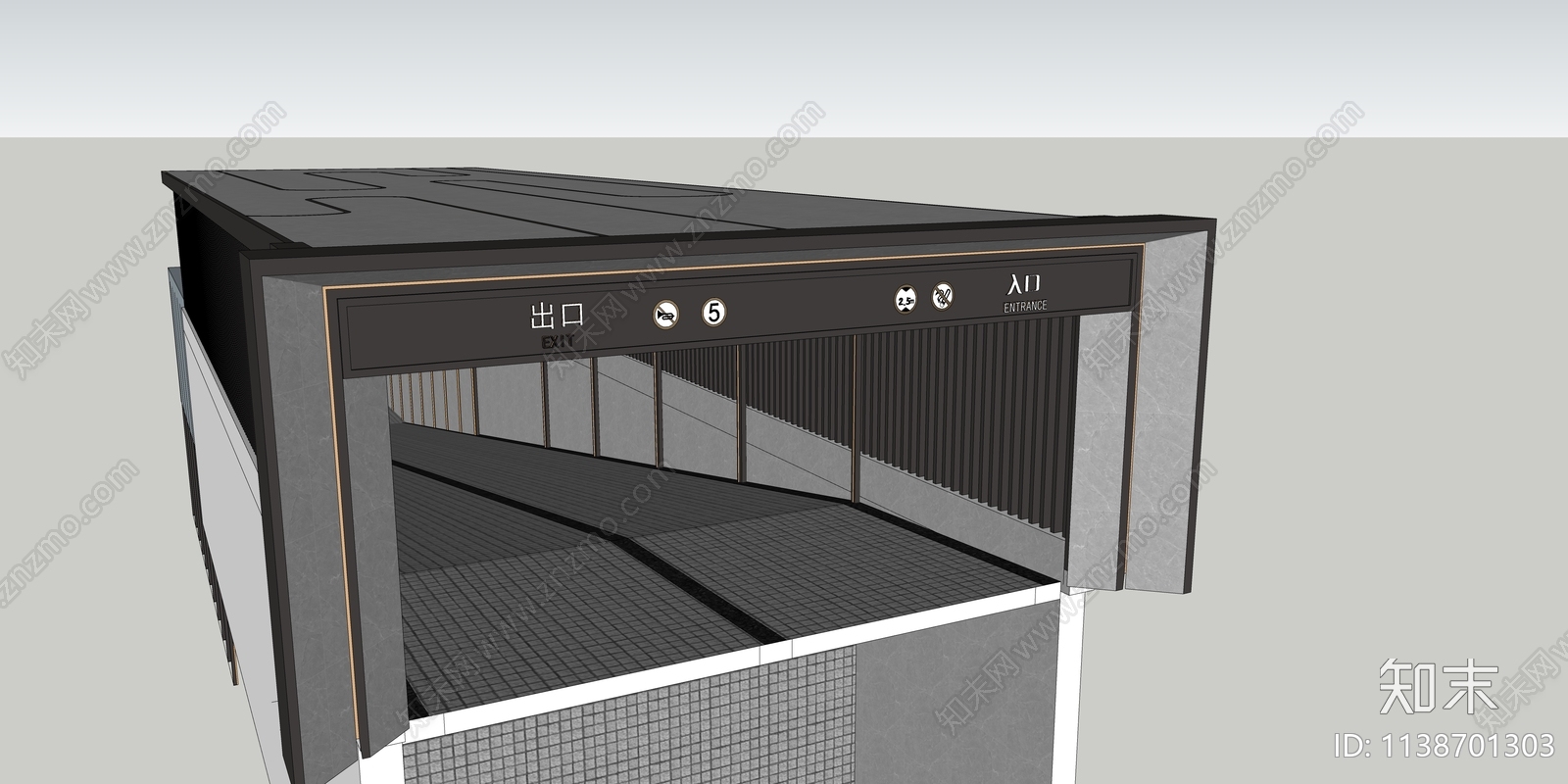 现代地下车库入口SU模型下载【ID:1138701303】