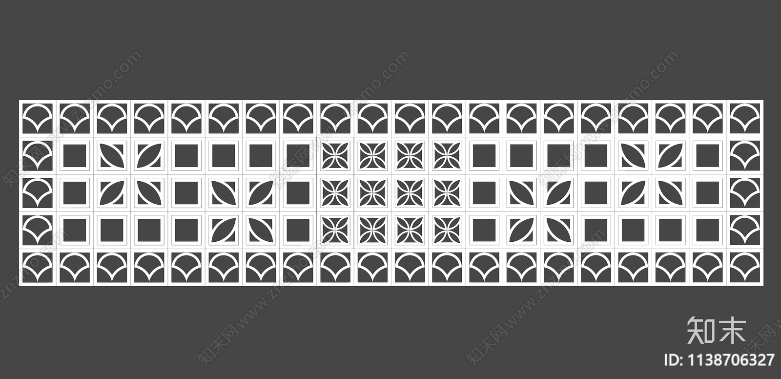 现代镂空砖墙隔断SU模型下载【ID:1138706327】
