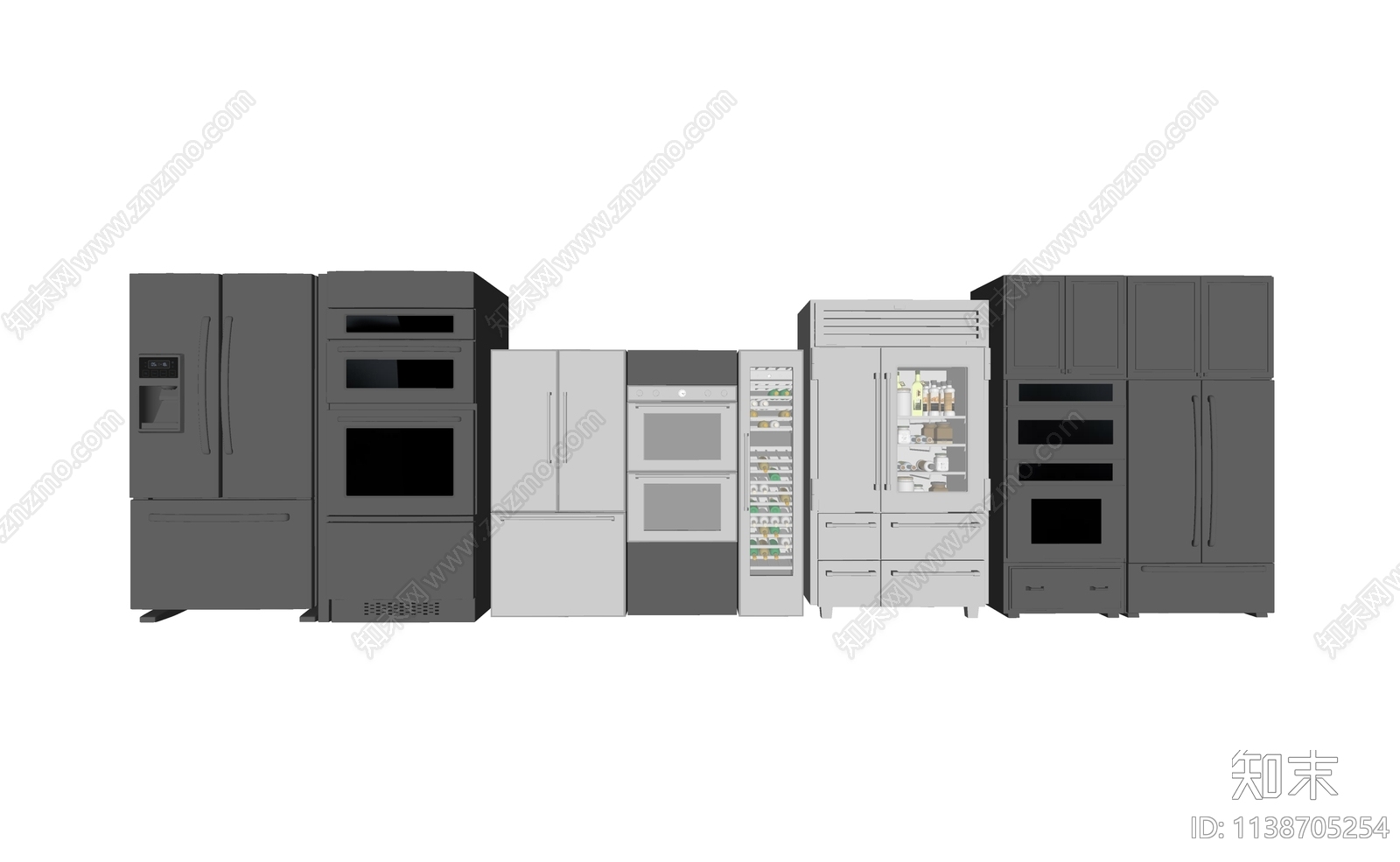 现代餐饮厨房冰箱SU模型下载【ID:1138705254】