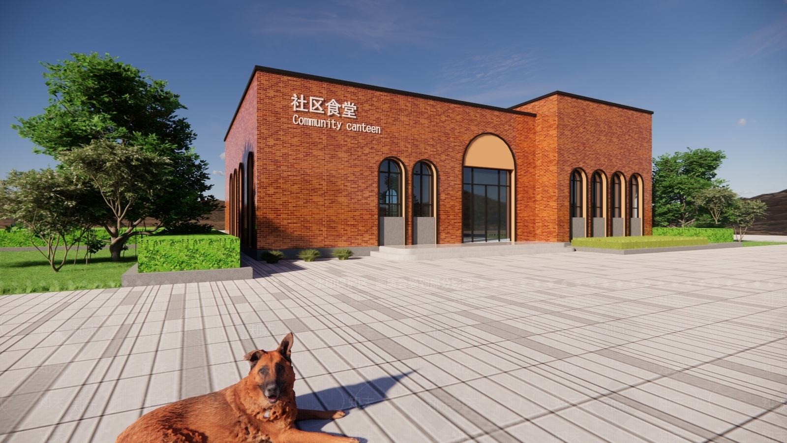 现代食堂餐饮建筑SU模型下载【ID:1138814908】