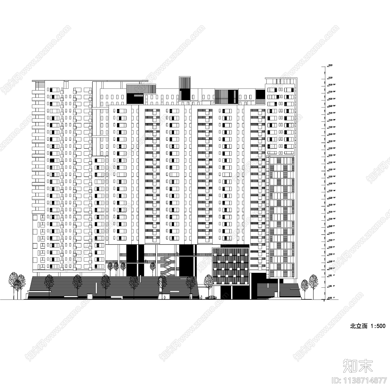 现代广州滨江花园公寓楼建筑平立剖户型图cad施工图下载【ID:1138714877】