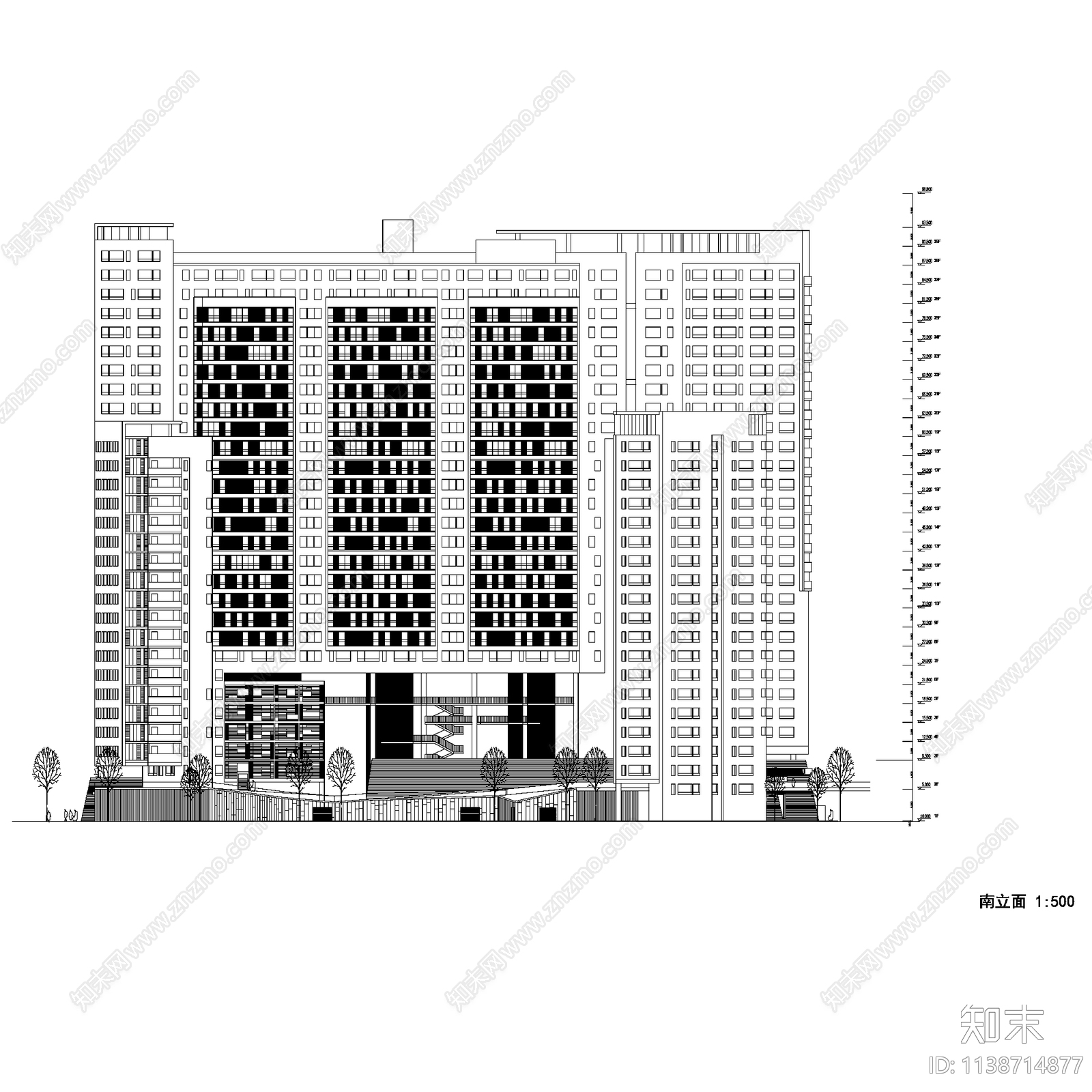 现代广州滨江花园公寓楼建筑平立剖户型图cad施工图下载【ID:1138714877】