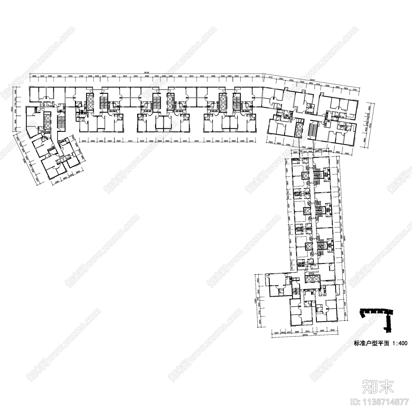 现代广州滨江花园公寓楼建筑平立剖户型图cad施工图下载【ID:1138714877】