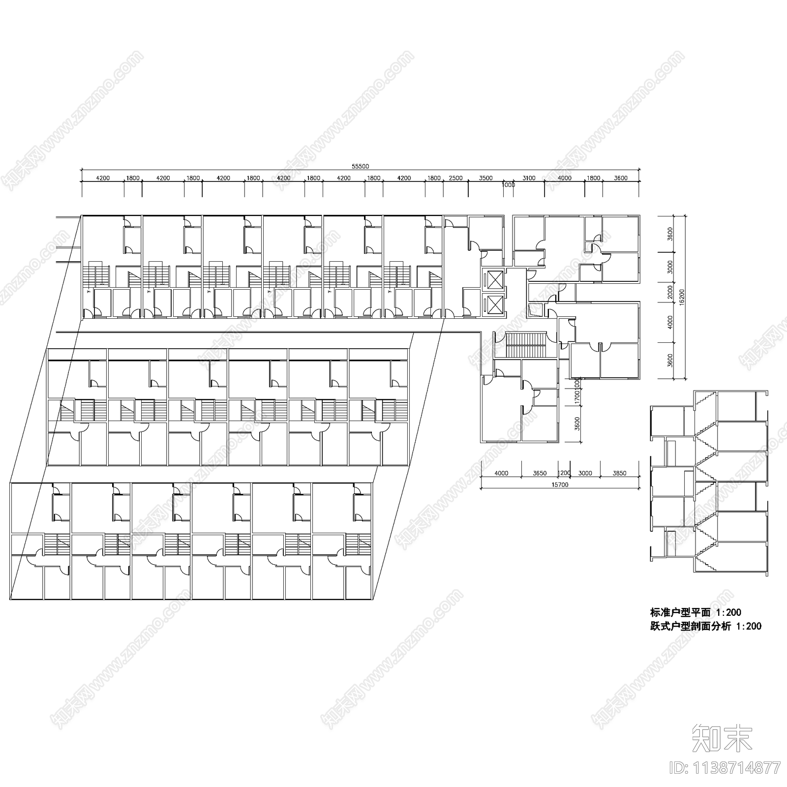 现代广州滨江花园公寓楼建筑平立剖户型图cad施工图下载【ID:1138714877】