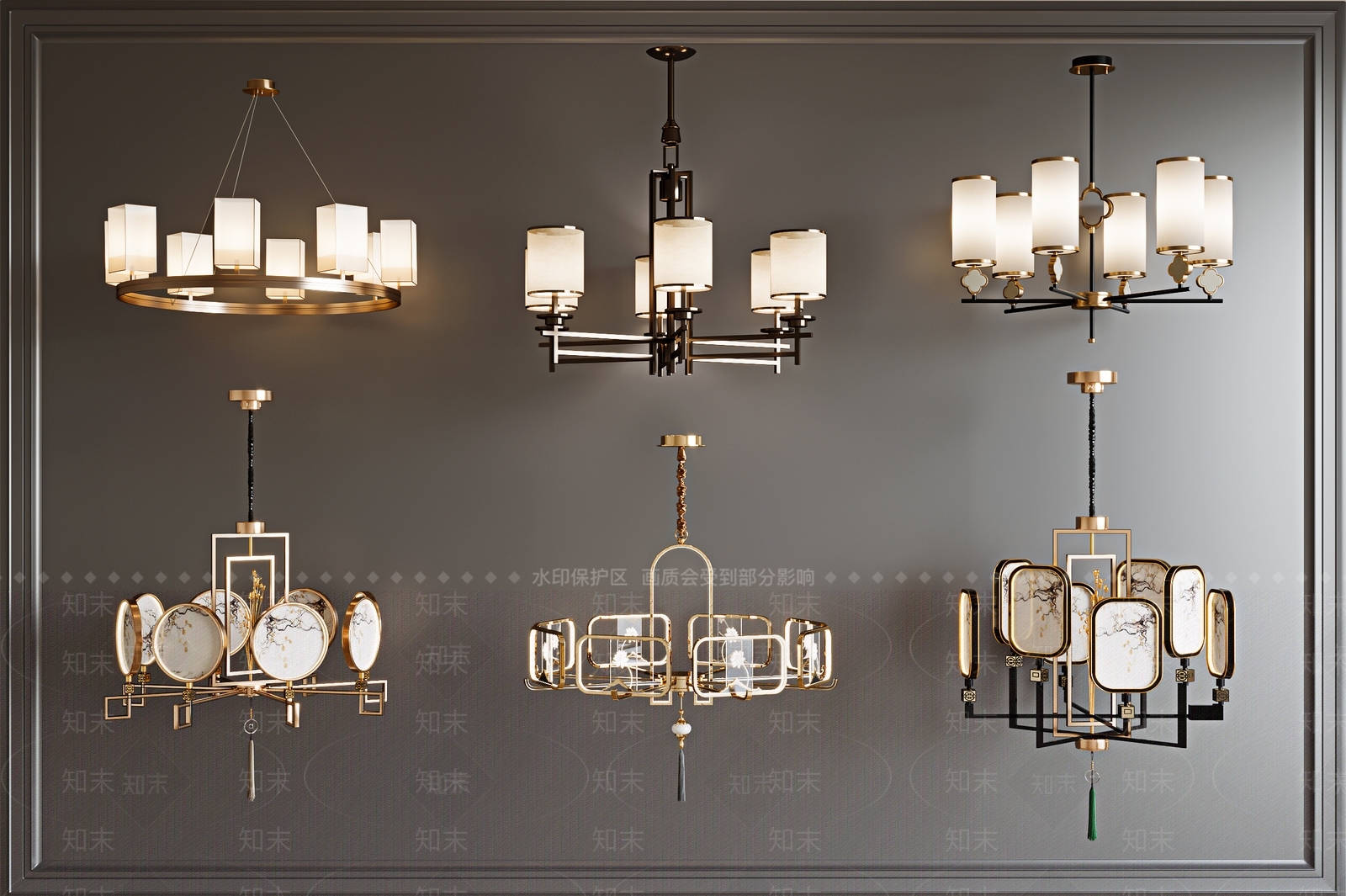 新中式吊灯3D模型下载【ID:1138720021】