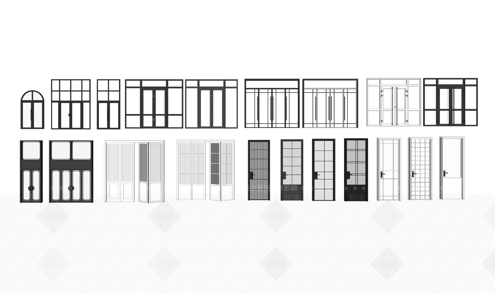 现代玻璃大门SU模型下载【ID:1138722227】