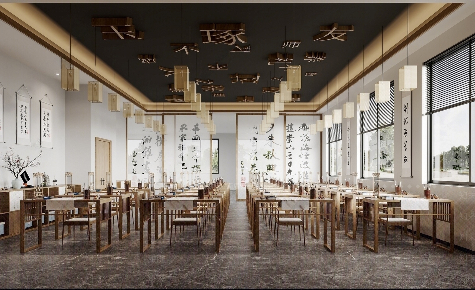 新中式书法教室SU模型下载【ID:1138724857】