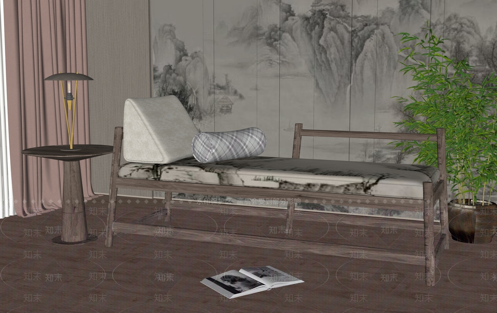 新中式贵妃椅SU模型下载【ID:1138738230】