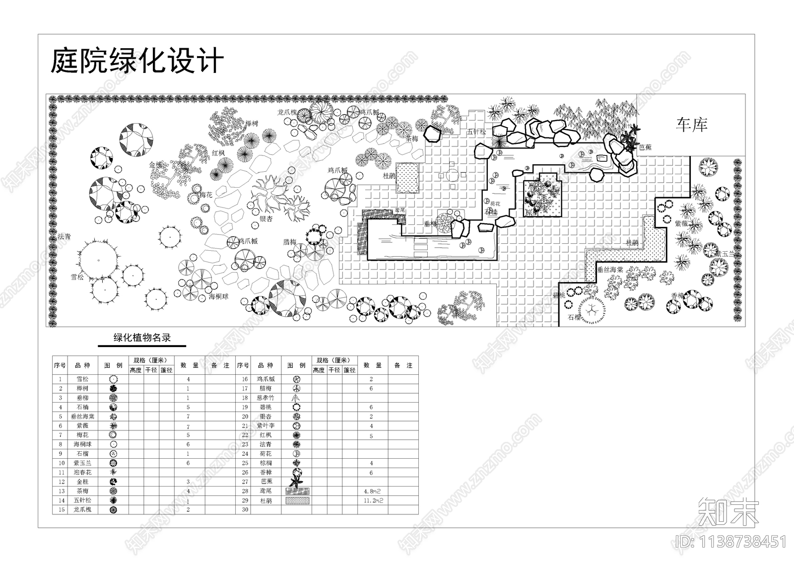 庭院绿化平面图cad施工图下载【ID:1138738451】