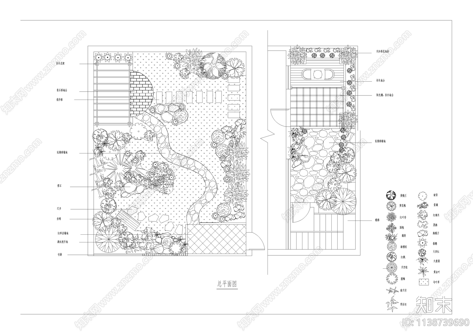 庭院景观平面图施工图下载【ID:1138739690】