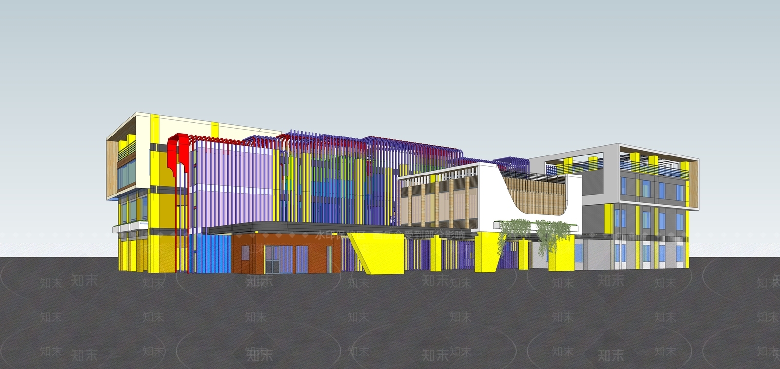 现代幼儿园建筑SU模型下载【ID:1138739971】