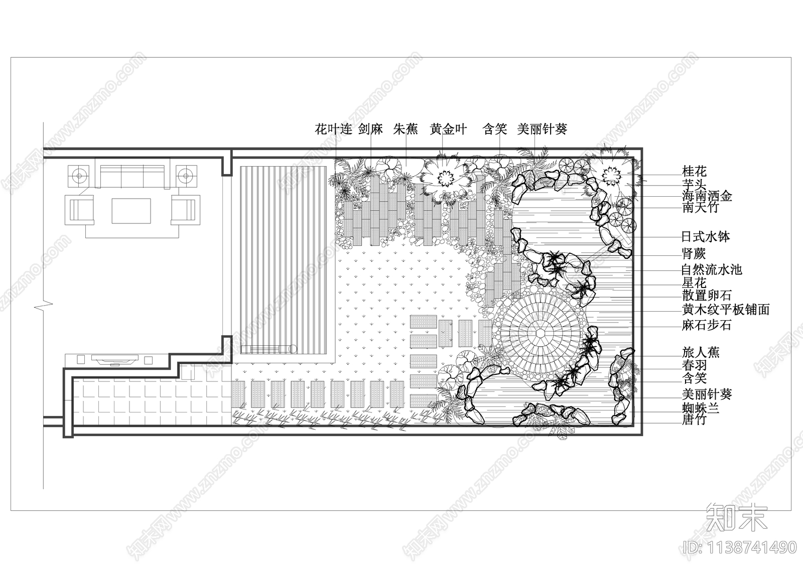 别墅庭院景观平面图施工图下载【ID:1138741490】