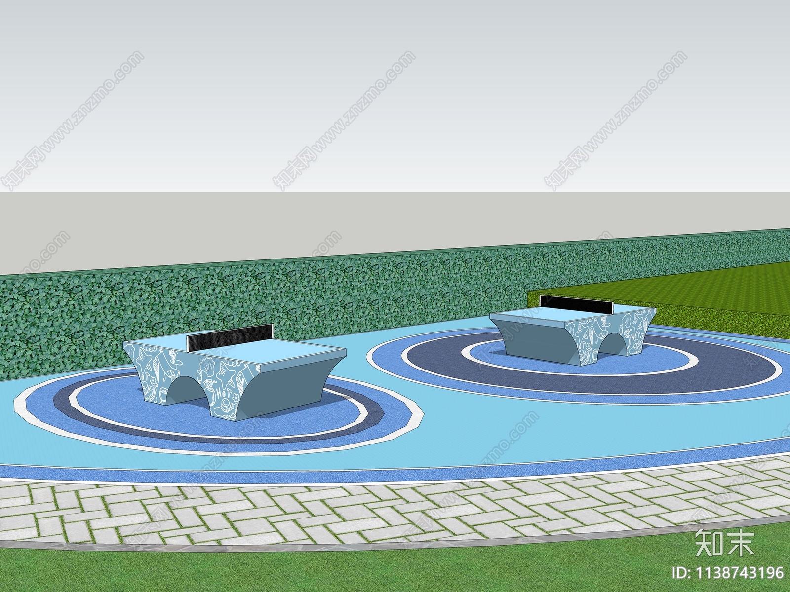 现代乒乓球活动场地SU模型下载【ID:1138743196】