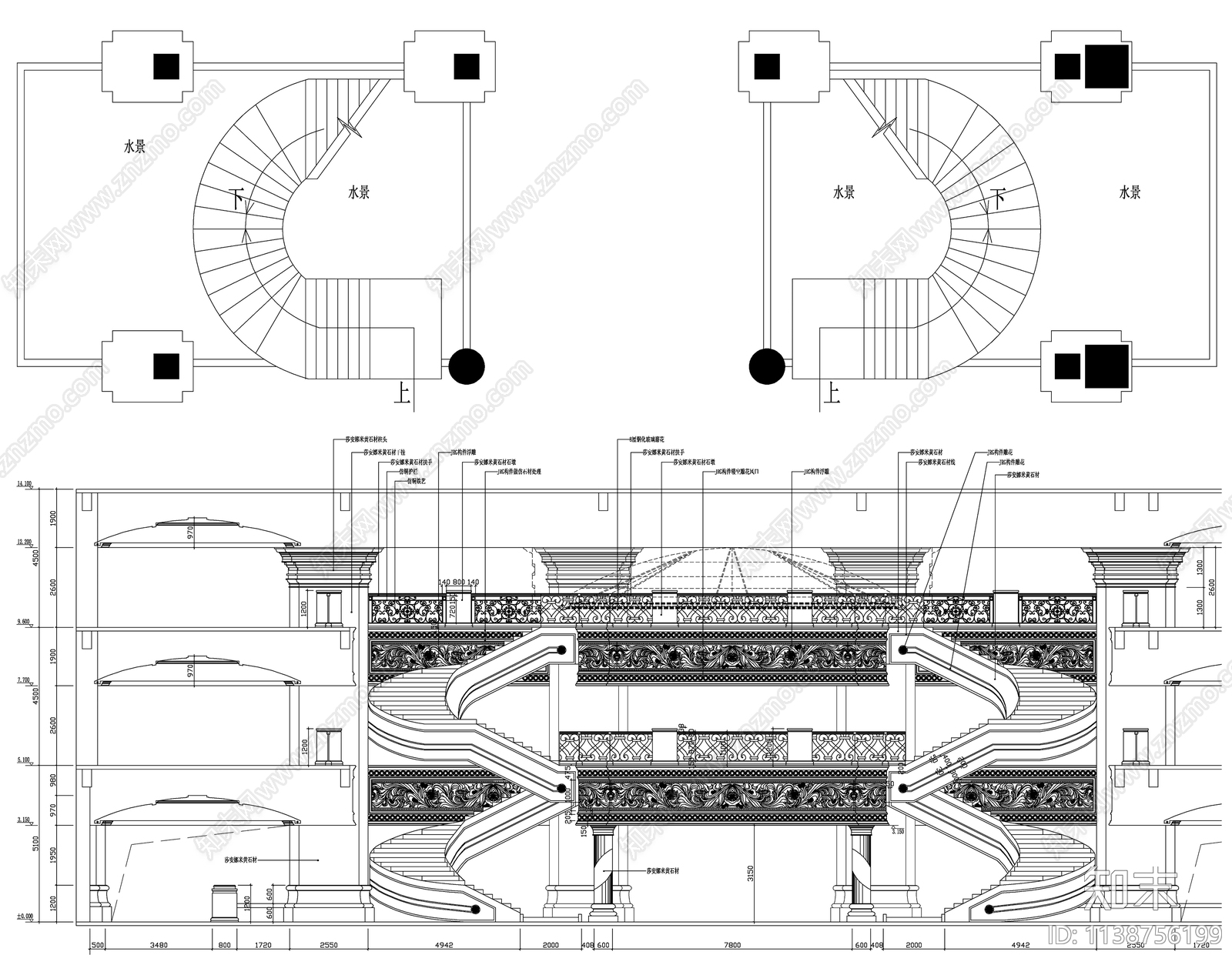 楼梯详图素材施工图下载【ID:1138756199】
