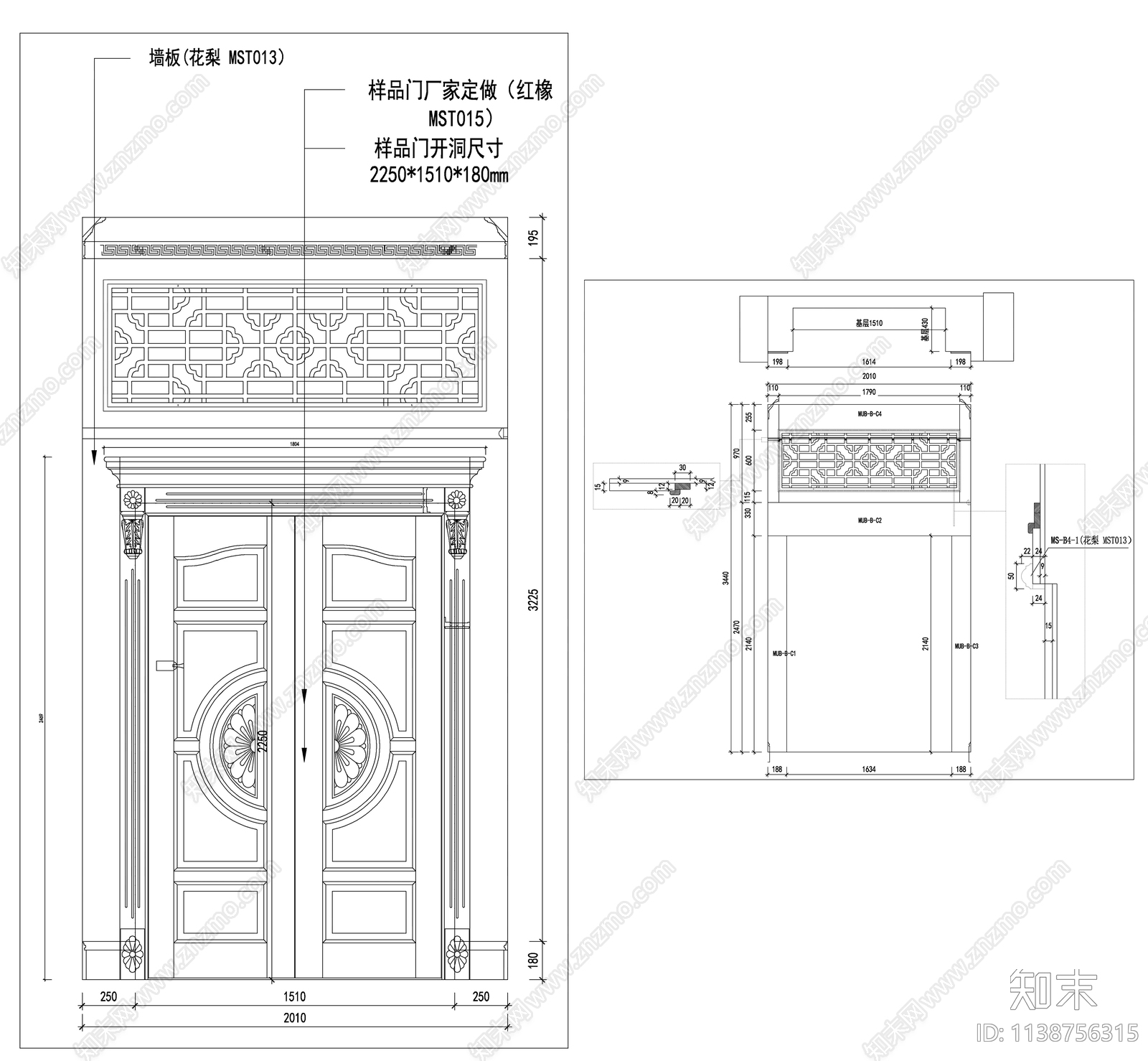 门表门节点详图cad施工图下载【ID:1138756315】