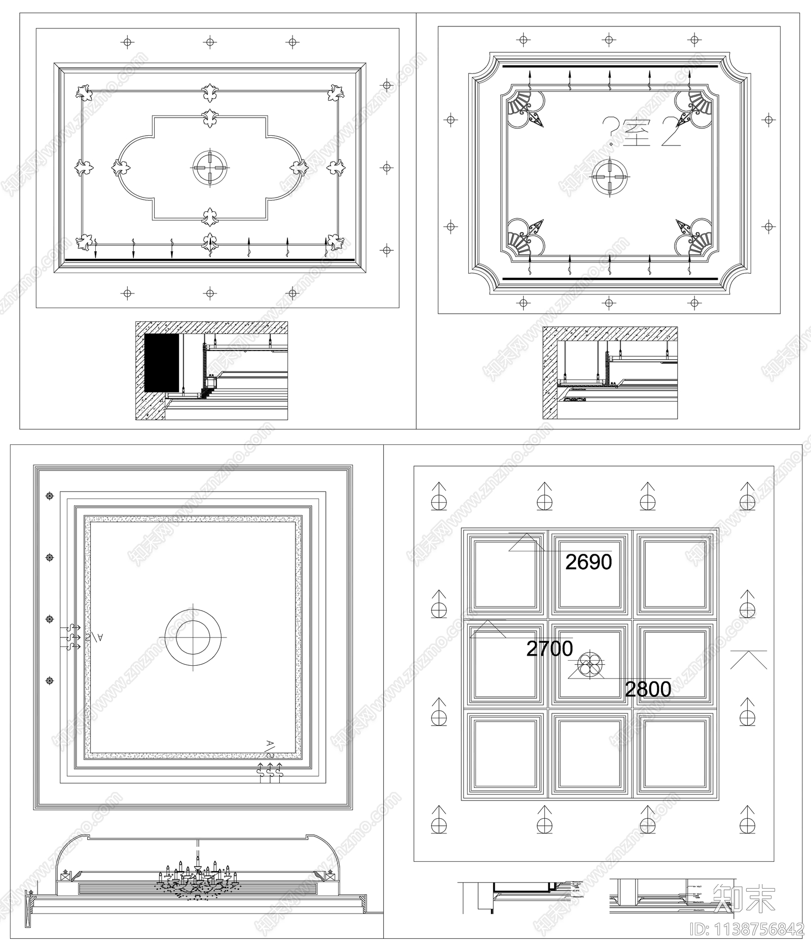 天花吊顶设计详图施工图下载【ID:1138756842】