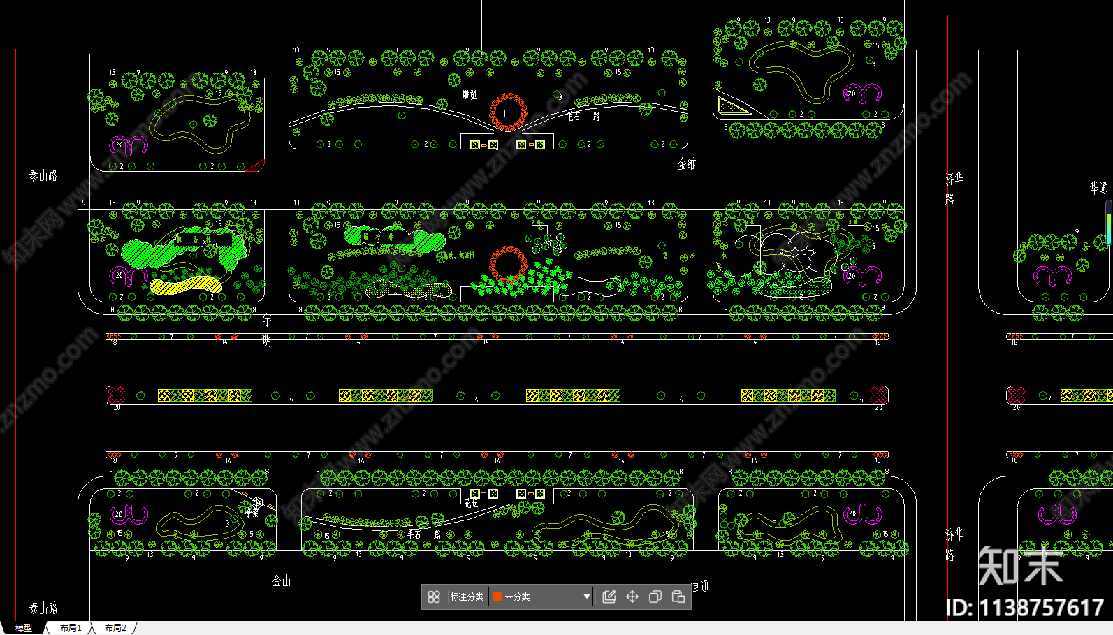 市政道路绿化景观平面图施工图下载【ID:1138757617】