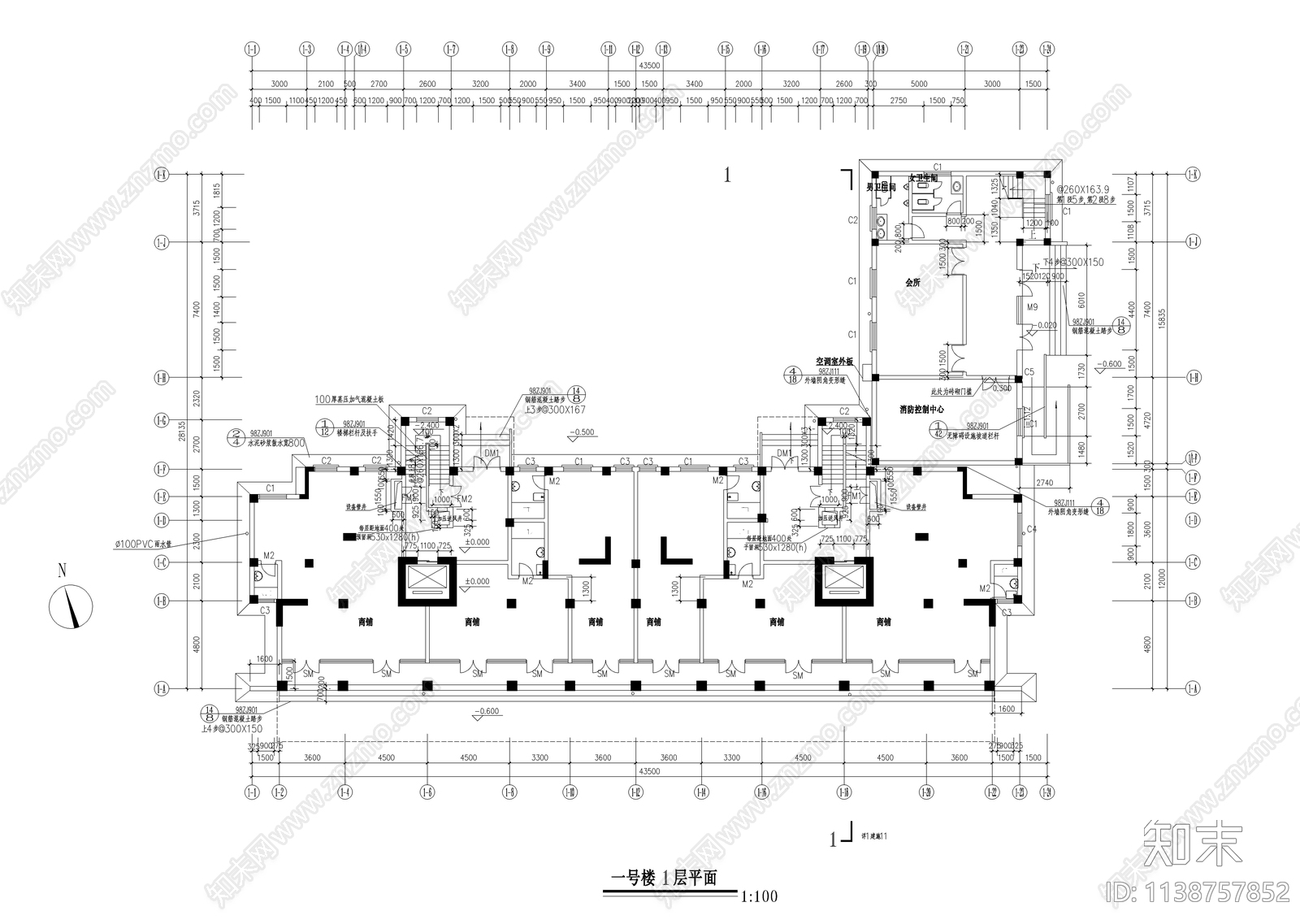 一梯两户小高层住宅建筑cad施工图下载【ID:1138757852】