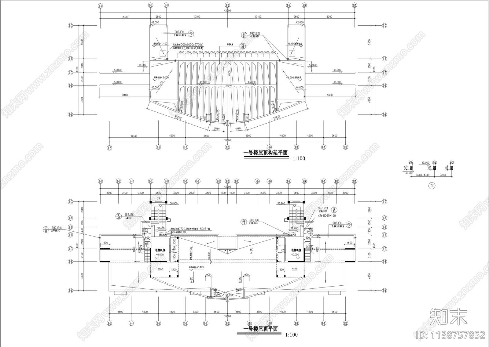 一梯两户小高层住宅建筑cad施工图下载【ID:1138757852】