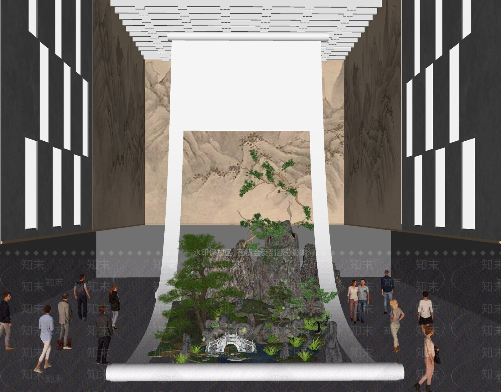 新中式景观展厅SU模型下载【ID:1138758332】