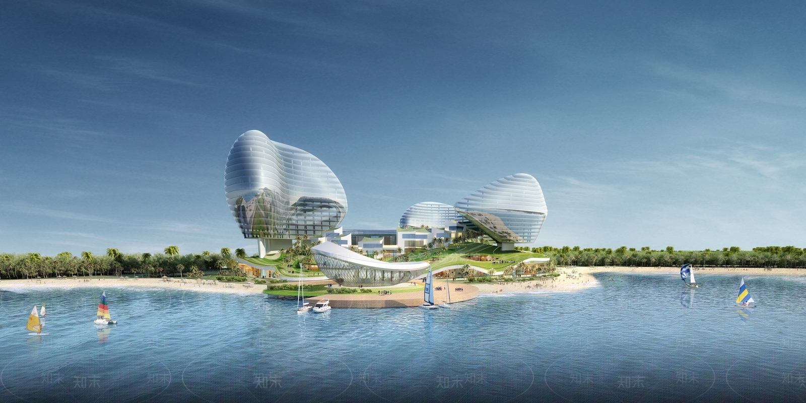 现代展览馆建筑SU模型下载【ID:1138759236】