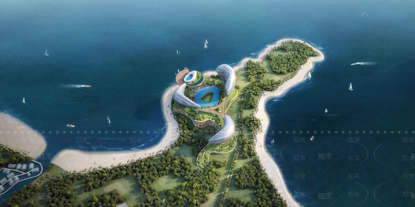现代展览馆建筑SU模型下载【ID:1138759236】