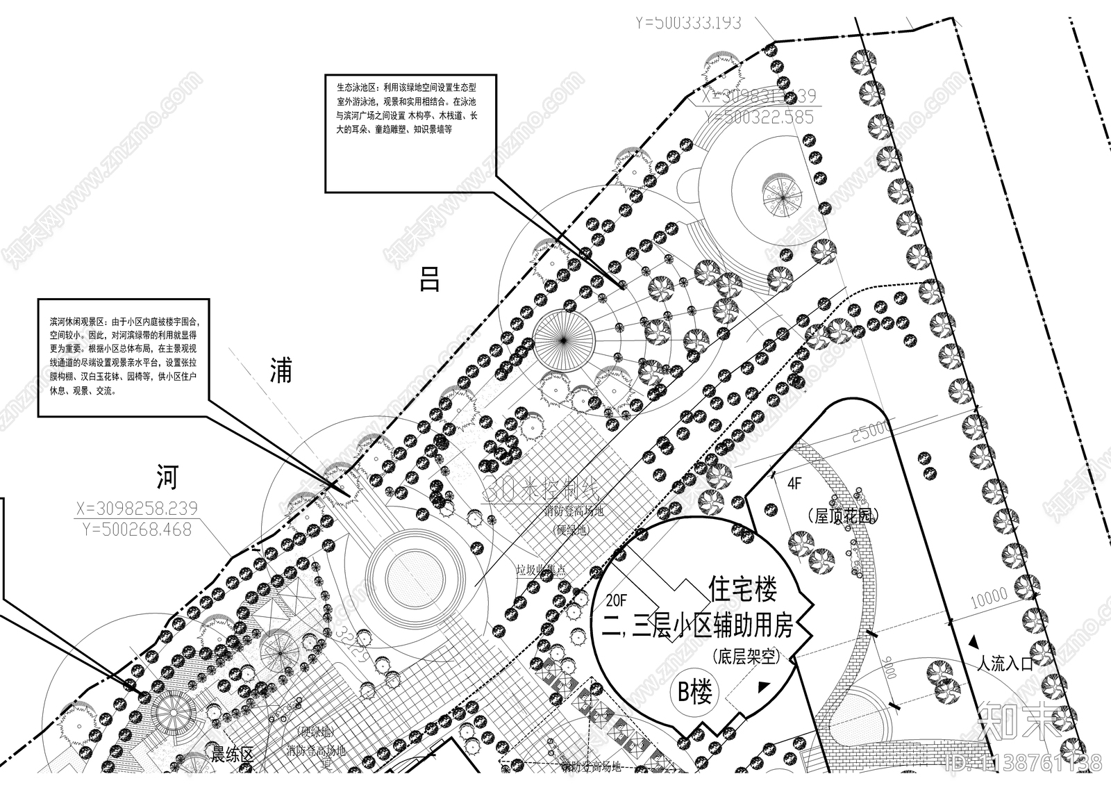 小区景观平面图cad施工图下载【ID:1138761138】