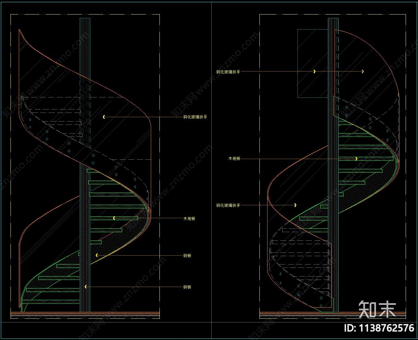 旋转楼梯详图施工图下载【ID:1138762576】