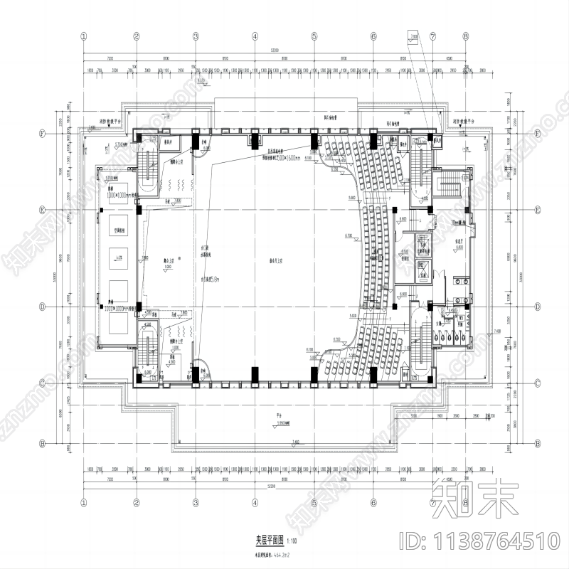 报告厅平面图cad施工图下载【ID:1138764510】