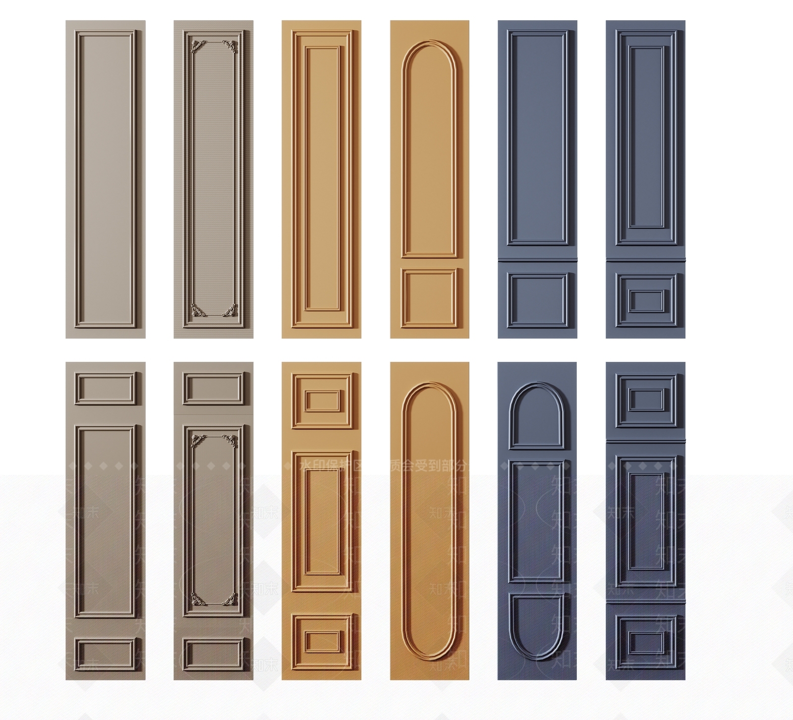 欧式护墙板SU模型下载【ID:1138768236】