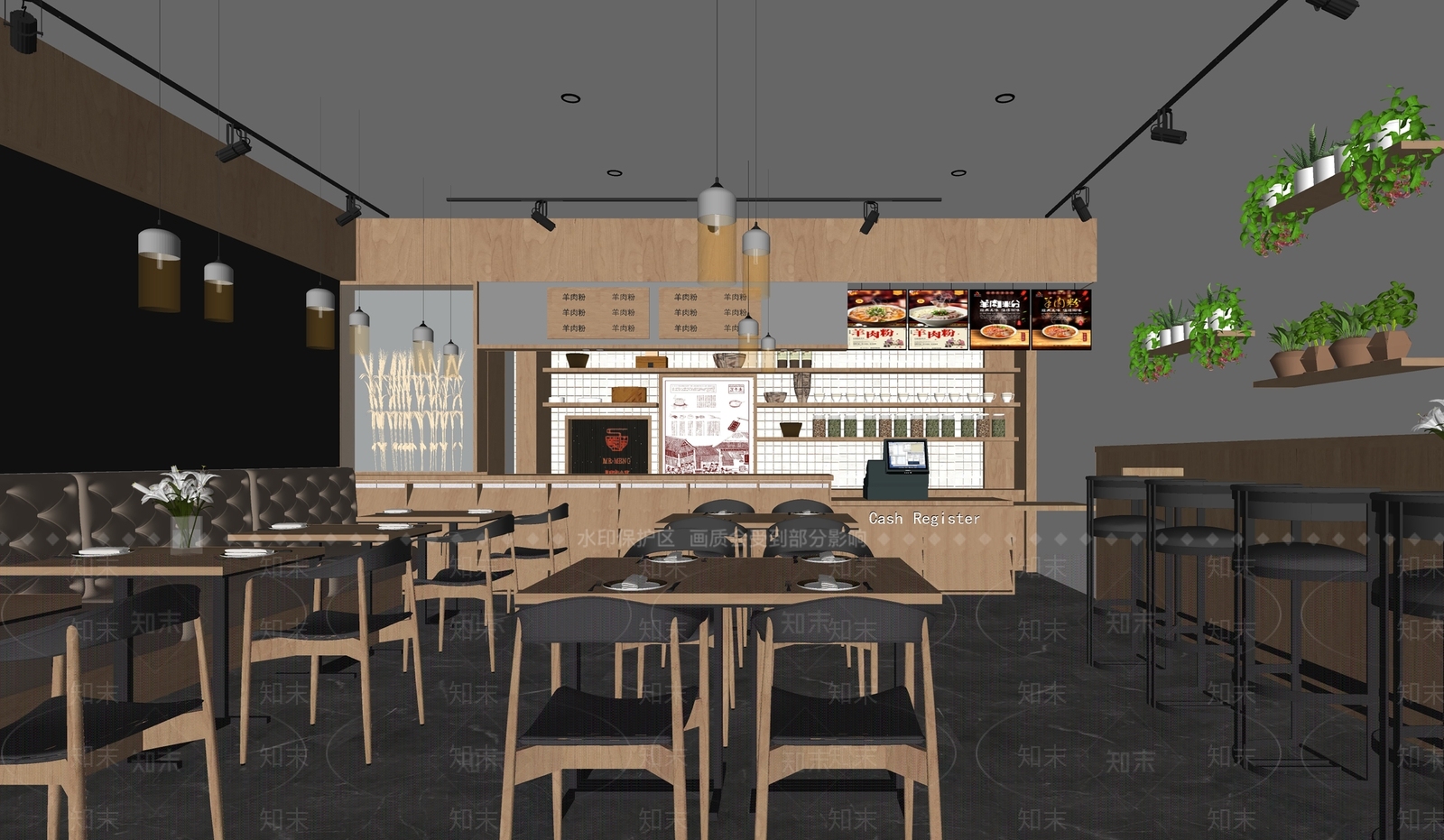现代粉面店SU模型下载【ID:1138775639】