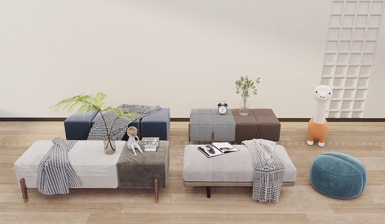 现代床尾凳3D模型下载【ID:1138778121】